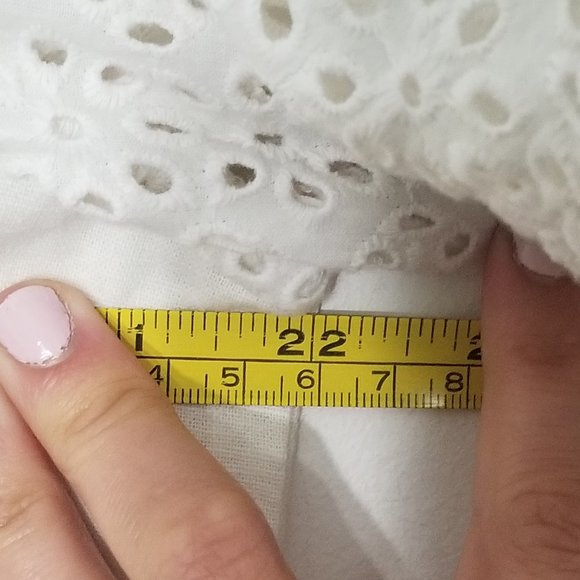 Joe Fresh | White Eyelet Linen Shift Dress - Picture 9 of 9